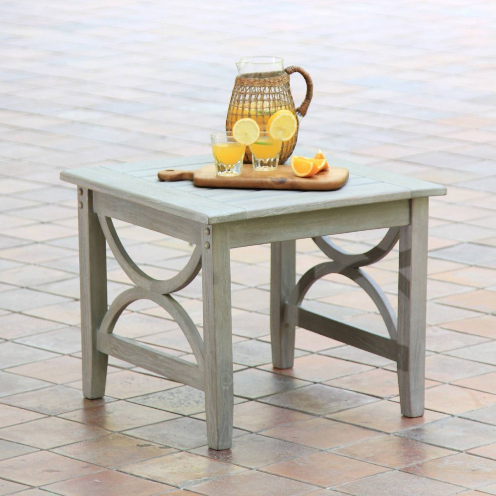 Abbington Teak Patio Side Table - Weathered Gray - Cambridge Casual