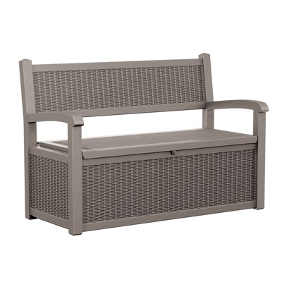 Dolonm Patio Bench with Storage - Resin Outdoor Patio Bench， for Deck, Patio, Garden, Backyard