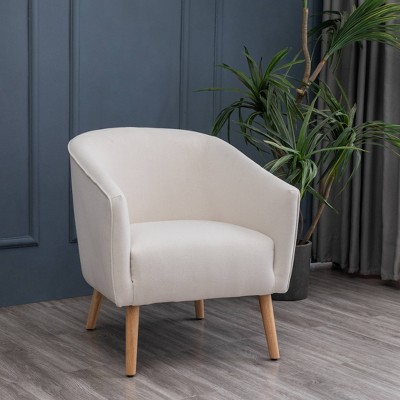 Faux Shearling Barrel Accent Chair Cream - WOVENBYRD