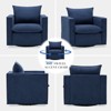 ELJGET 360° Rotatable Single Sofa Chair, Modern Living Room Accent Chair with Soft Cushion & Backrest Pillow, Comfy Upholstered Lounge Seat, Blue - 2 of 4