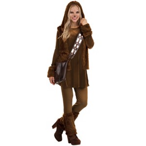 HalloweenCostumes.com Medium Women Deluxe Star Wars Chewbacca Women's Costume Dress | Star Wars Costumes, White/Brown - 1 of 4