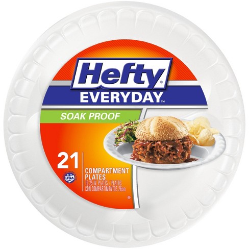 Hefty Everyday Soak Proof Compartment Foam Plate 10.25 - 21ct