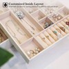 Women's 2 - Layer Leather Jewelry Box with Removable Earring Pad - White - 3 of 4