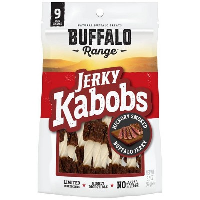 Buffalo Range Jerky Kabobs Hickory Smoked Flavor Rawhide Chew Dog Treats - 9ct/3.5oz