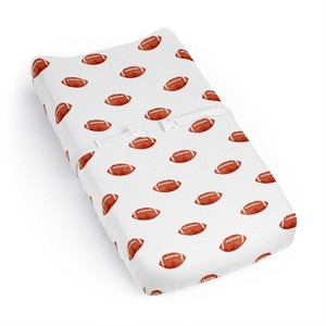 Sweet Jojo Designs Boy Changing Pad Sheet Football Brown and White - 1 of 4