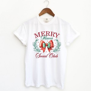 Simply Sage Market Women's Coquette Merry Mama Social Club Short Sleeve Garment Dyed Tee - 1 of 4