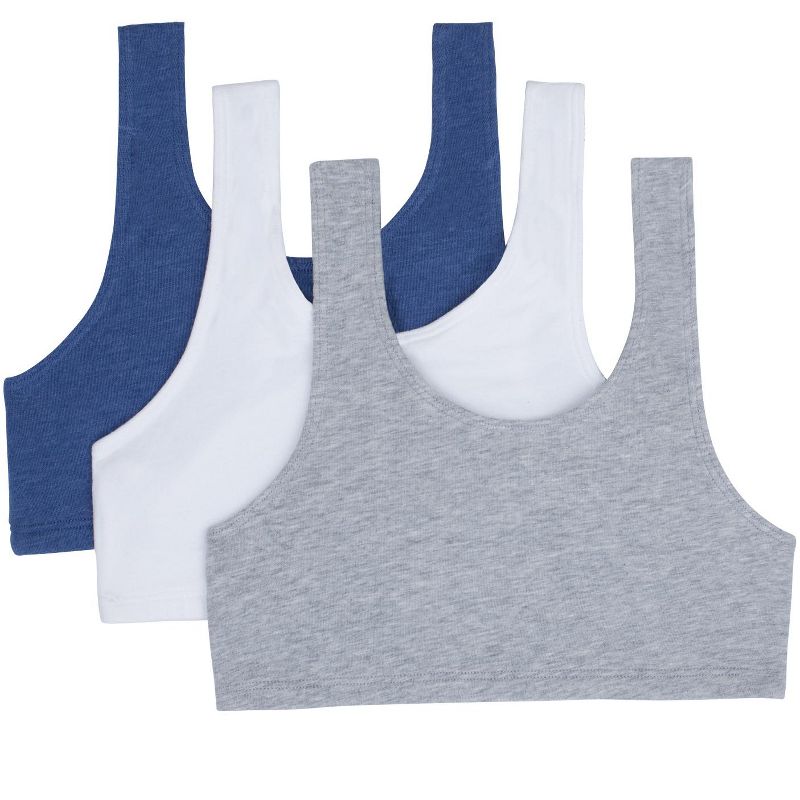 Fruit of the Loom Girls' Built Up Sports Bra 3-Pack, 1 of 2