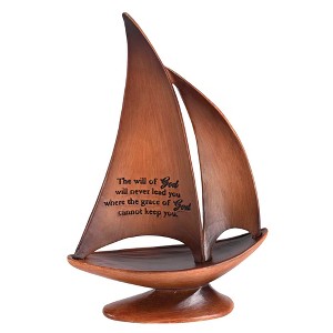 Dicksons SBR-7 Never Lead You Where The Grace Cannot Keep You Woodgrain 8.5 x 5.2 Resin Decorative Collectible Figurine Sailboat Statue - 1 of 1