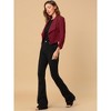INSPIRE CHIC Women's Regular Fit Notched Lapel Ruched Sleeve Business Crop Blazer - 4 of 4