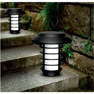 Black Solar Powered LED Pathway Light Set with Flame Mode