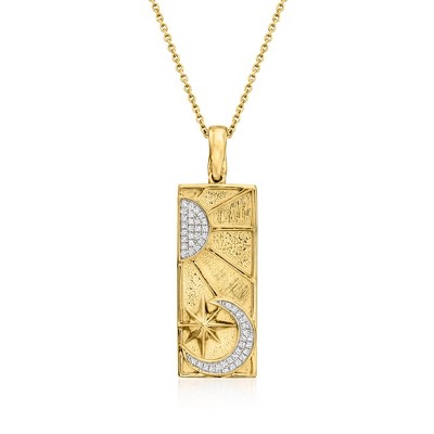 Ross-Simons 0.15 ct. t.w. Diamond Celestial Tag Pendant Necklace in 18kt Gold Over Sterling