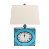 22" Distressed  Metal Bedside Lamp With Beige Shade - 4 of 4