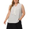 Agnes Orinda Women's Plus Size Elegant Formal Polka Dots Sleeveless Tie Neck Tank Top - 2 of 4