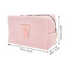 Unique Bargains Corduroy Rectangular Letter Makeup Bag Pink 1 Pc - 2 of 4