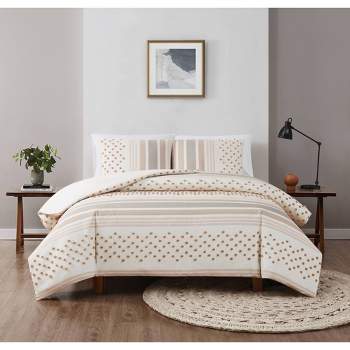 3pc King Mia Tufted Texture Neutral Comforter Set Tan - Brooklyn Loom