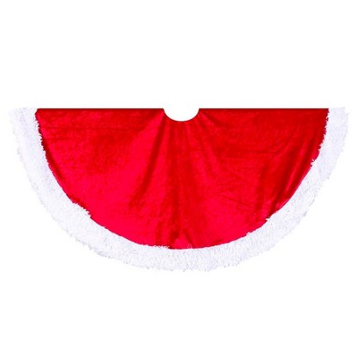 Kurt Adler 44.5" Red Velvet Tree skirt with White Trim