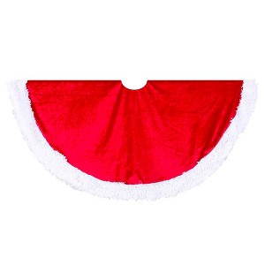Kurt Adler 44.5" Red Velvet Tree skirt with White Trim - 1 of 3