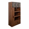PDTEND 70.87" Freestanding Kitchen Pantry Cabinet with Pull-Out Multi-Tier Storage, Large Drawer, Aluminum Frame Glass Door - Walnut - 2 of 4
