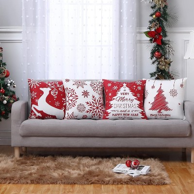 GustoWave 4 Pieces Christmas Pillow Covers, Cushion Covers for Sofa Couch, Red