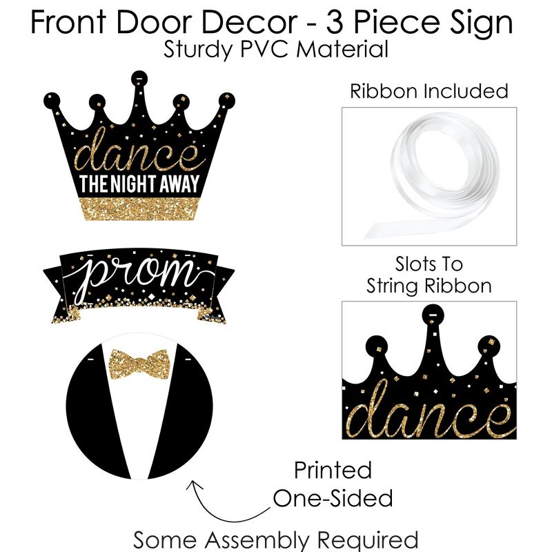 Big Dot of Happiness Prom - Hanging Porch Prom Night Party Outdoor Decorations - Front Door Decor - 3 Piece Sign, 5 of 9