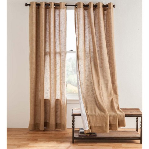 Single Sheer Linen Window Curtain Panel With Grommets Toffee