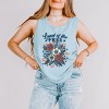 Simply Sage Market Distressed Land Of The Free Flowers Garment Dyed Tank - 2 of 3