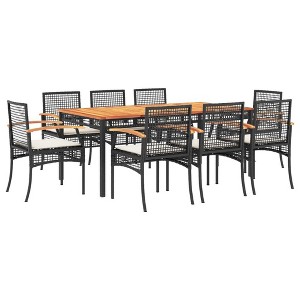 vidaXL Garden Dining Set Black, Cream White - 70.9" Table Length Chair 9 - 1 of 4