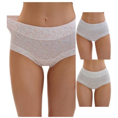 INSPIRE CHIC 3 Packs Women's Cotton Floral Printed High Waisted Full Coverage Tummy Underwear