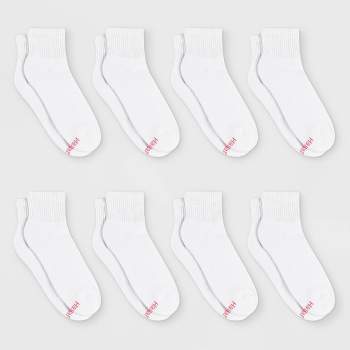 Hanes Premium Women's Cushioned 6+2 Bonus Pack Ankle Socks - White 5-9