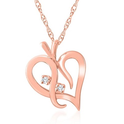 Pompeii3 Solitaire Diamond Heart Pendant 14K Gold With 18" Chain