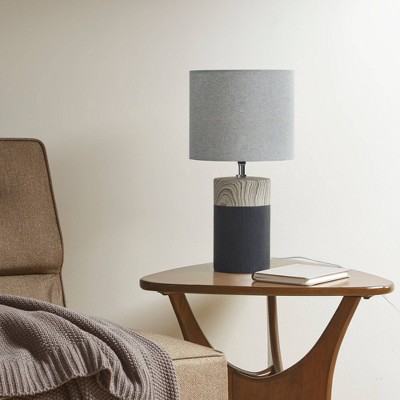 Nicolo Ceramic (Includes LED Light Bulb) Table Lamp Black - 510 Design: Modern Drum Shade, Ceramic Base, 17.32" Height