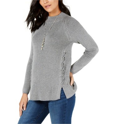 Style & Co. Womens Lace-Up Pullover Sweater