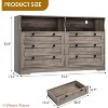 Living Room 55" Rustic Brown Wood Dresser, 6-Drawer Dresser Storage Organizer w/ Light & Large Capacity, Modern Dresser - 2 of 4