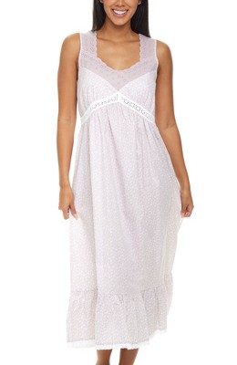 ADR Women's Cotton Victorian Nightgown, Amelia Short Sleeve Lace Trimmed  Button Up Long Night Dress White X Large