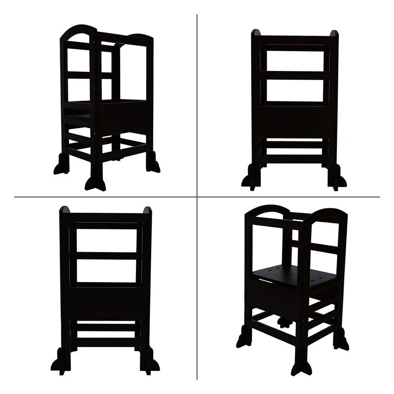 SDADI LT02B Kids Kitchen Adjustable Height Toddlers Children Learning Step Stool Tower with 4 Changeable Heights for Kitchen and Bathroom, Black, 3 of 7