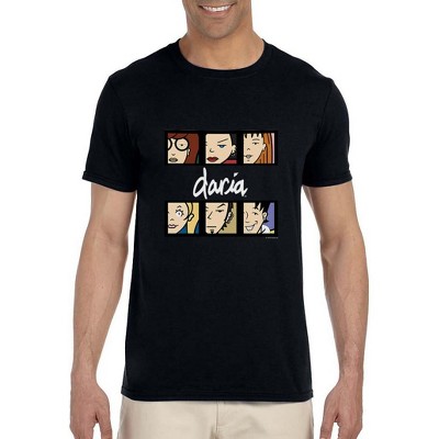 Daria Mens' TV Show Logo Icon Characters Jane Brittany Crewneck T-Shirt  (XS) Black