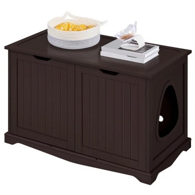 LunaLulinlk Brown Wooden cat litter box (with partition)