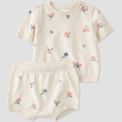 Image of Little Planet by Carter’s Organic Baby Girls' 2pc Knit Coordinate Set - Floral 9M