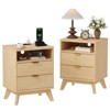 GustoWave Modern Fluted Nightstand, Wood Side Table, End Table with 2 Drawers + Open Shelf,Bedside Table for Bedroom, Living Room - 3 of 4