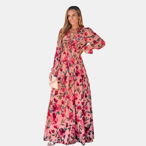 Women's Floral Print Ruffled Maxi Dress - Cupshe : Target