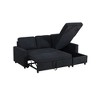 DOMETOUR Black Flannelette 2-Piece Couch Living Room Sofabed - 3 of 4