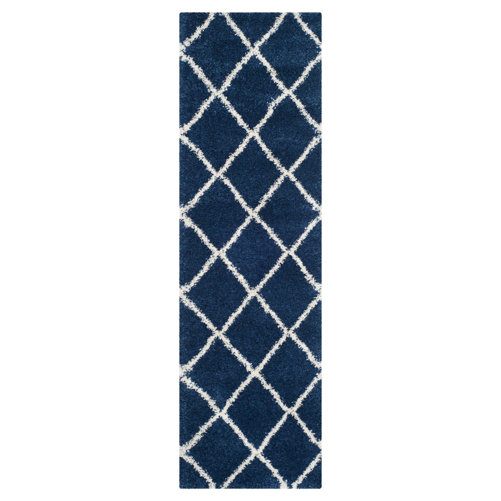 2'3inx8' Runner Corbin Hudson Shag Rug Navy/Ivory - Safavieh