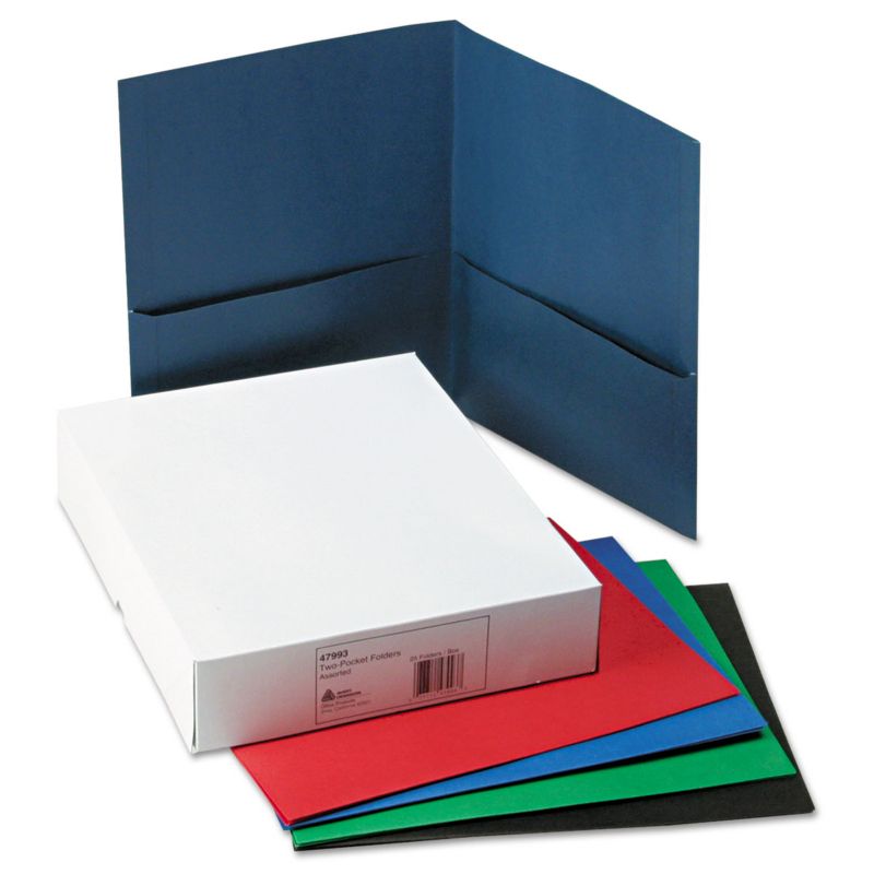 Avery Two-Pocket Folder 40-Sheet Capacity Assorted Colors 25/Box 47993, 3 of 4