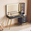 FONTOI 48" Makeup Vanity Desk with Mirror and Drawers Storage Shelves Adjustable for Bedroom Dressing Room, Black, 48"*15.6"*53.6" - 2 of 4