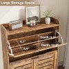 Narrow Shoe Cabinet with 2 Flip Drawers,Freestanding Hidden Slim Shoe Organizer Cabinet with Hooks for Foyer, Hallway Entryway Living room - 3 of 4