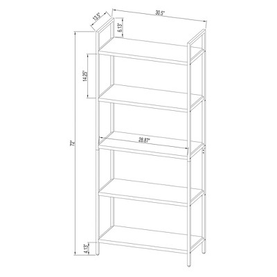 72 loring 5 shelf ladder bookcase