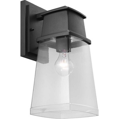 Greene Ridge Black Steel Medium Wall Lantern with Clear Shade