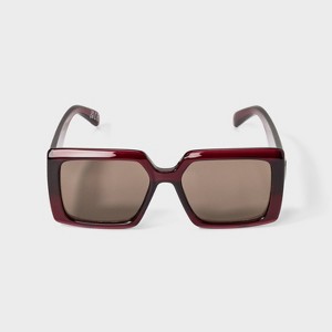 Womens Shiny Plastic Square Sunglasses - A New Day™ Cranberry - 1 of 2