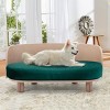 Corgi 26" Wide Small Dog Bed with Removable Cover,Velvet Cushion With Solid Wood legs and Bent Wood Back-The Pop Home - 2 of 4