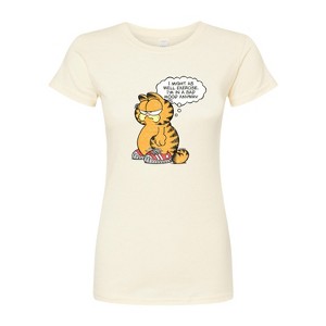 Women's - Garfield - Exercise Bad Mood Thought Bubble Fitted Graphic T-Shirt - 1 of 3